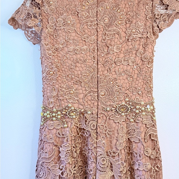 JVN Embroidered Lace Dress in Tan - Picture 7 of 11